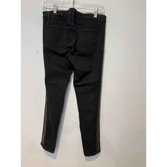 AG Adriano Goldschmied The Remi‎ Ankle Super Skinny Tux Jeans Studded Black 28R - Picture 3 of 8